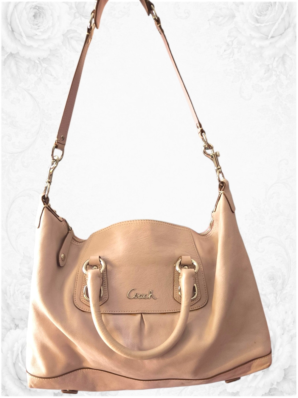 Coach Signature Patent Leather Tote Shoulder Bag F15142 Berry Pink MSRP $328
